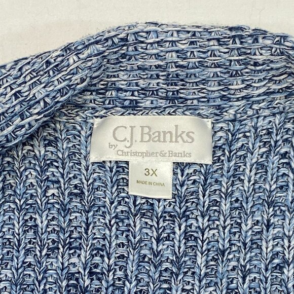 C.J. Banks Blue Zip Front Cardigan Sweater Woven Knit Long Sleeve Cozy Layer 3X - Picture 10 of 12